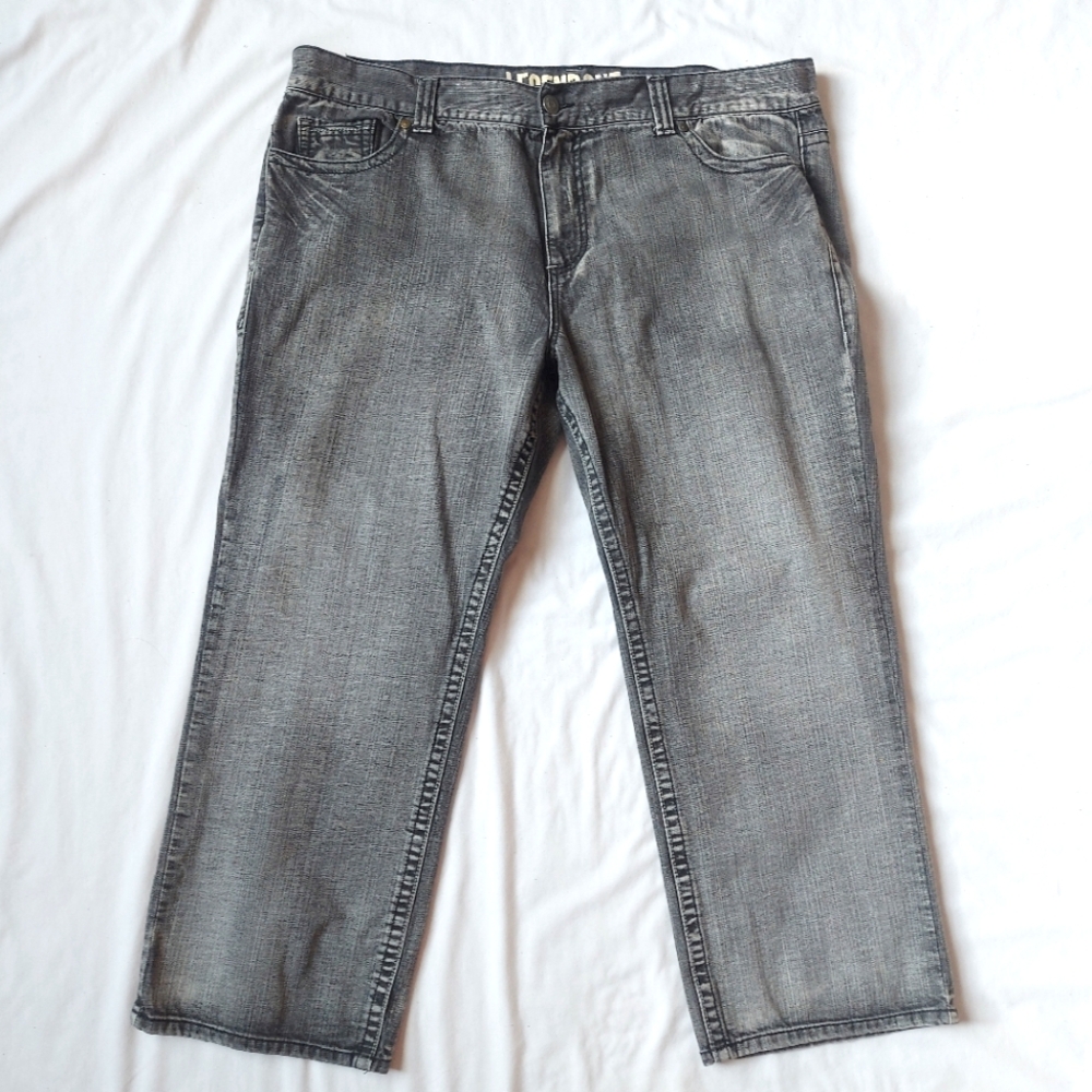 Legend One Straight Leg Mid Rise Black Jeans, 46 x 30